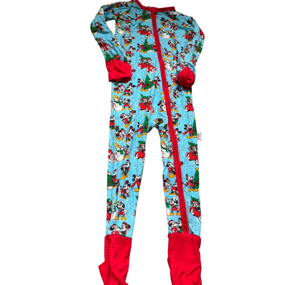 Bamboo Bliss Mickey Mouse Christmas Holiday Pajamas 2T Zip-Up Bamboo Sleeper
